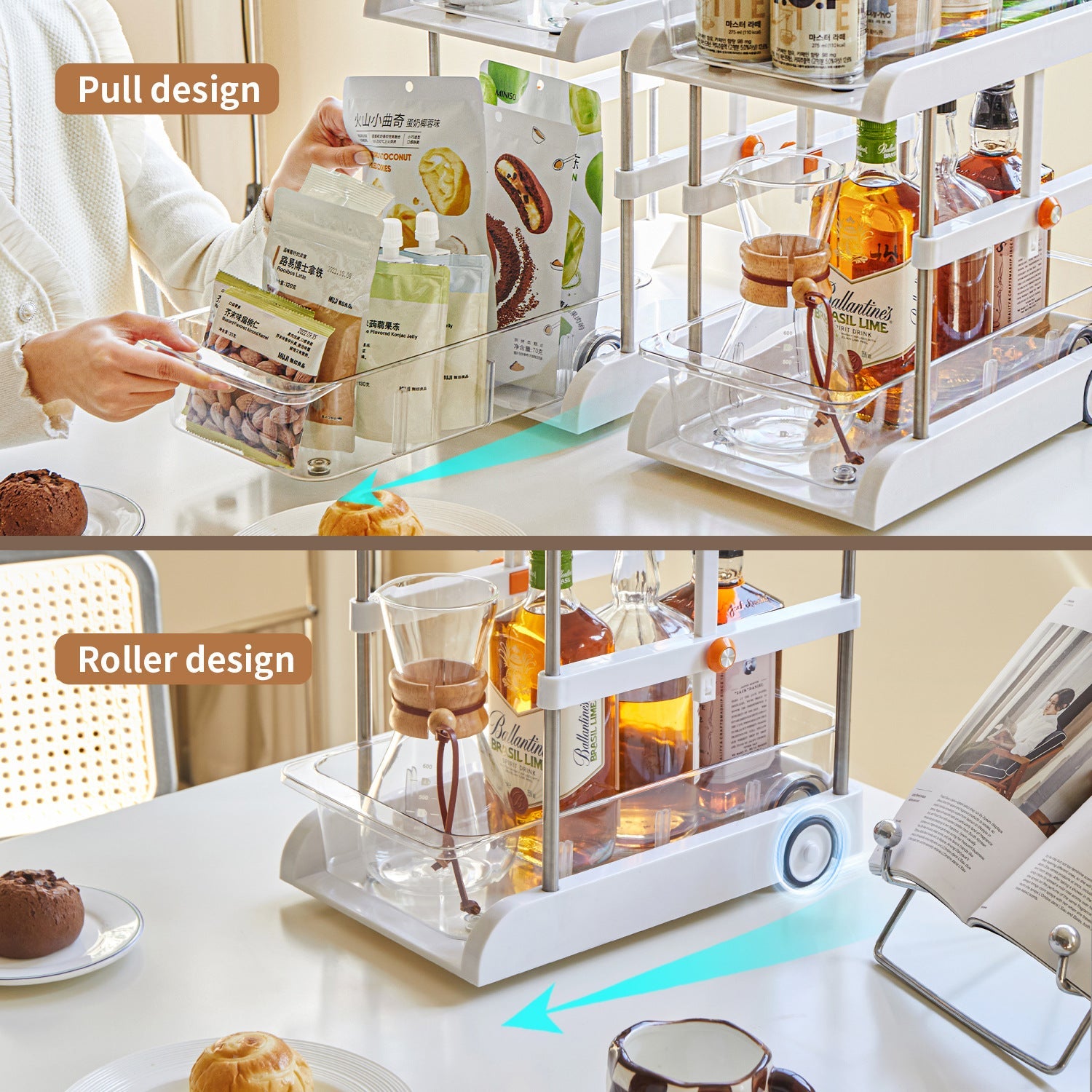 2-Tier Pull-Out Sliding Adjustable Height Storage Organizer