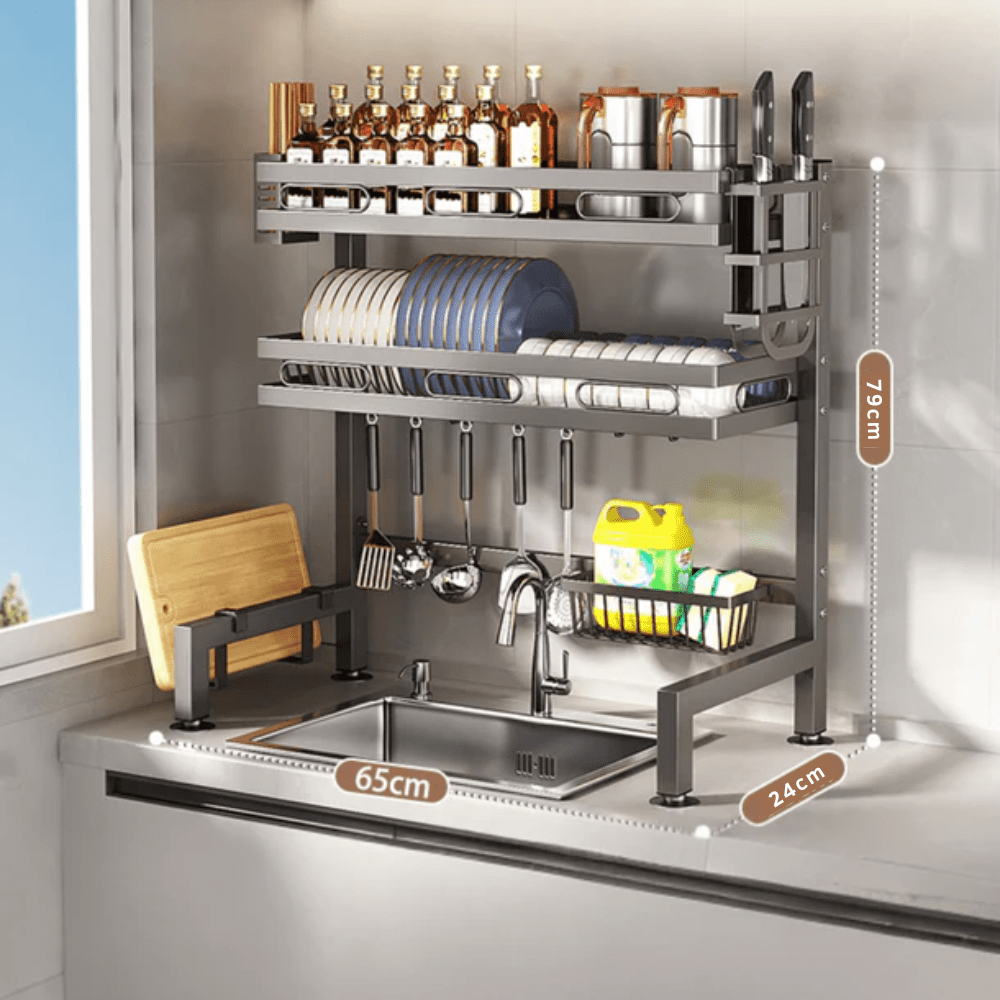 Double Layer Multi-Functional Iron Dish Drying Rack