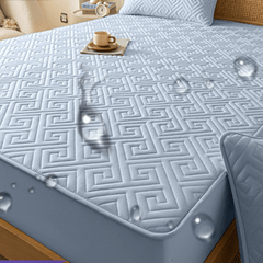 Feather Touch Quilted Bed Sheets With 2-Pillow Covers (Blue)