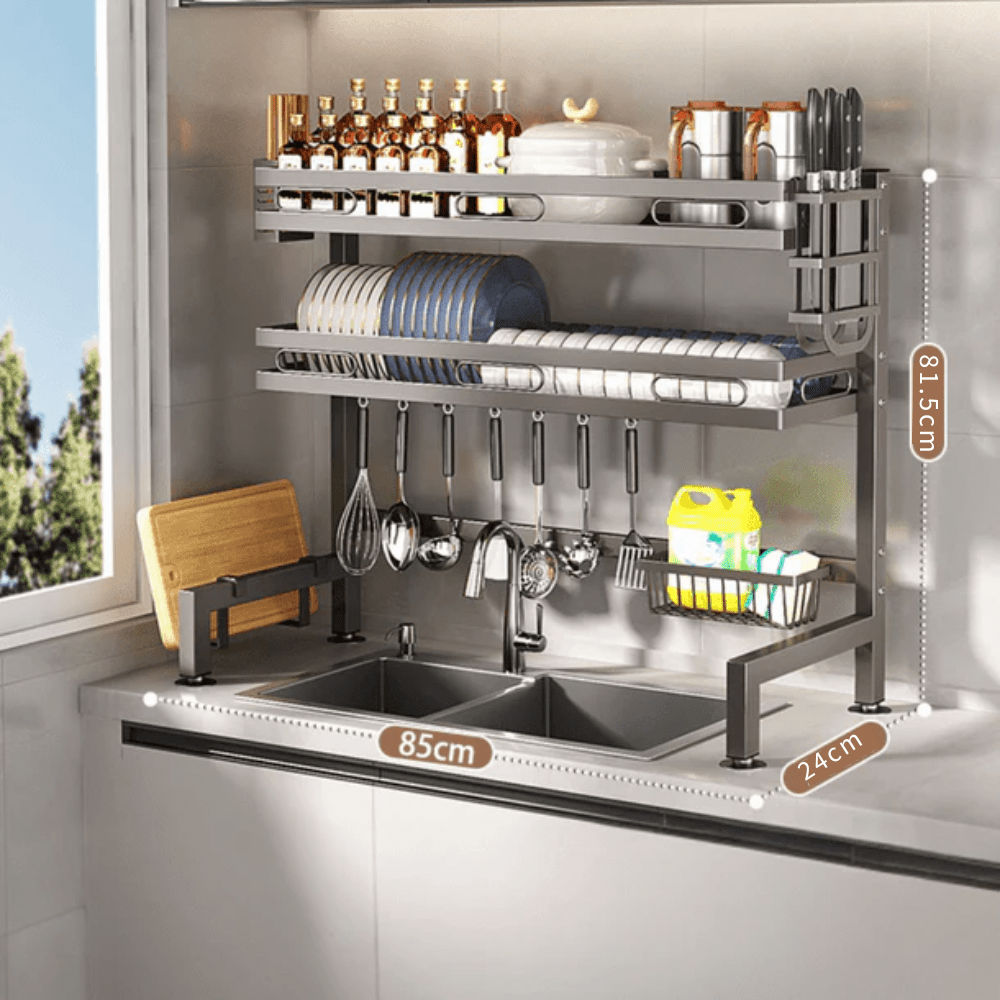 Double Layer Multi-Functional Iron Dish Drying Rack