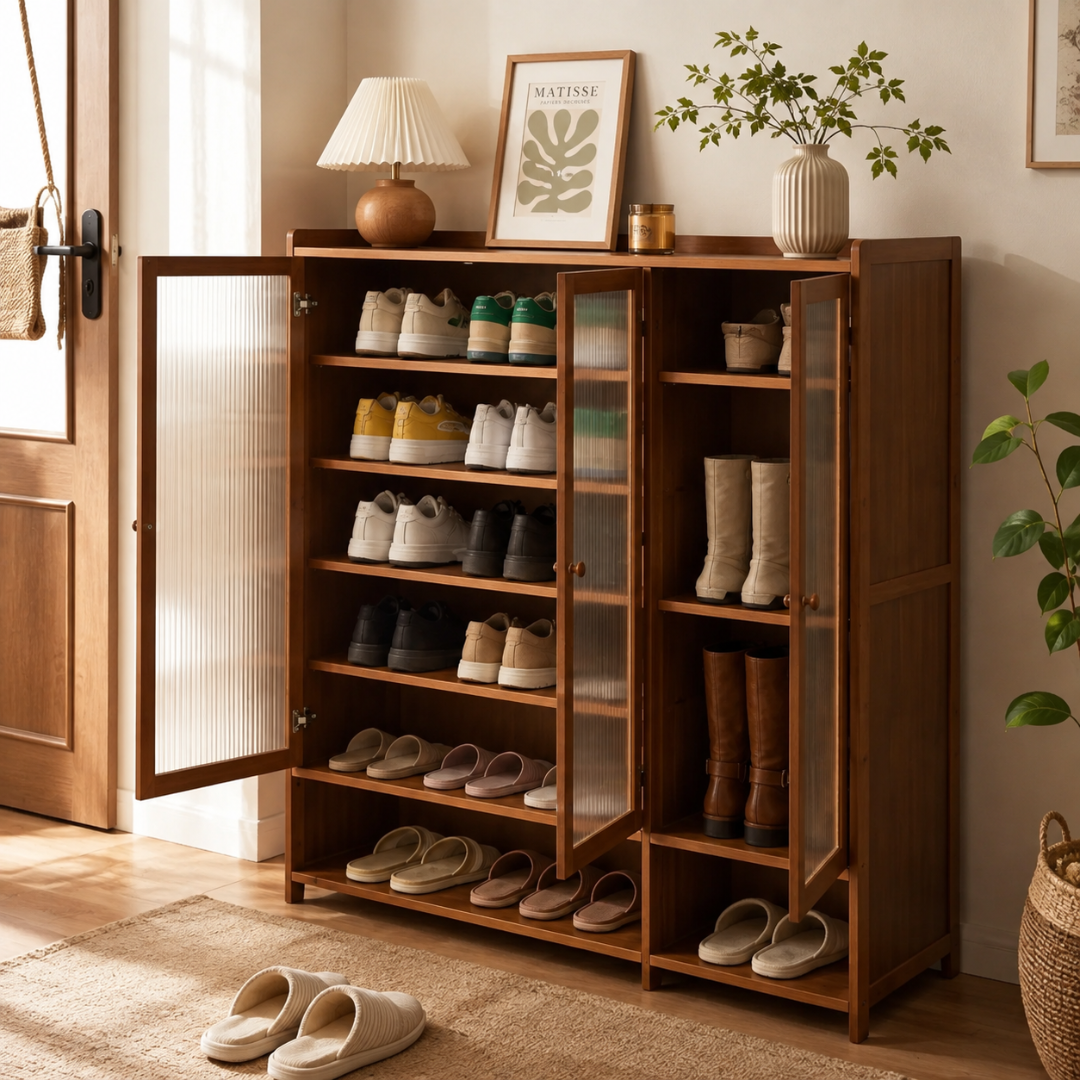 Entryway Multi-Layer Bamboo Shoe Storage Cabinet