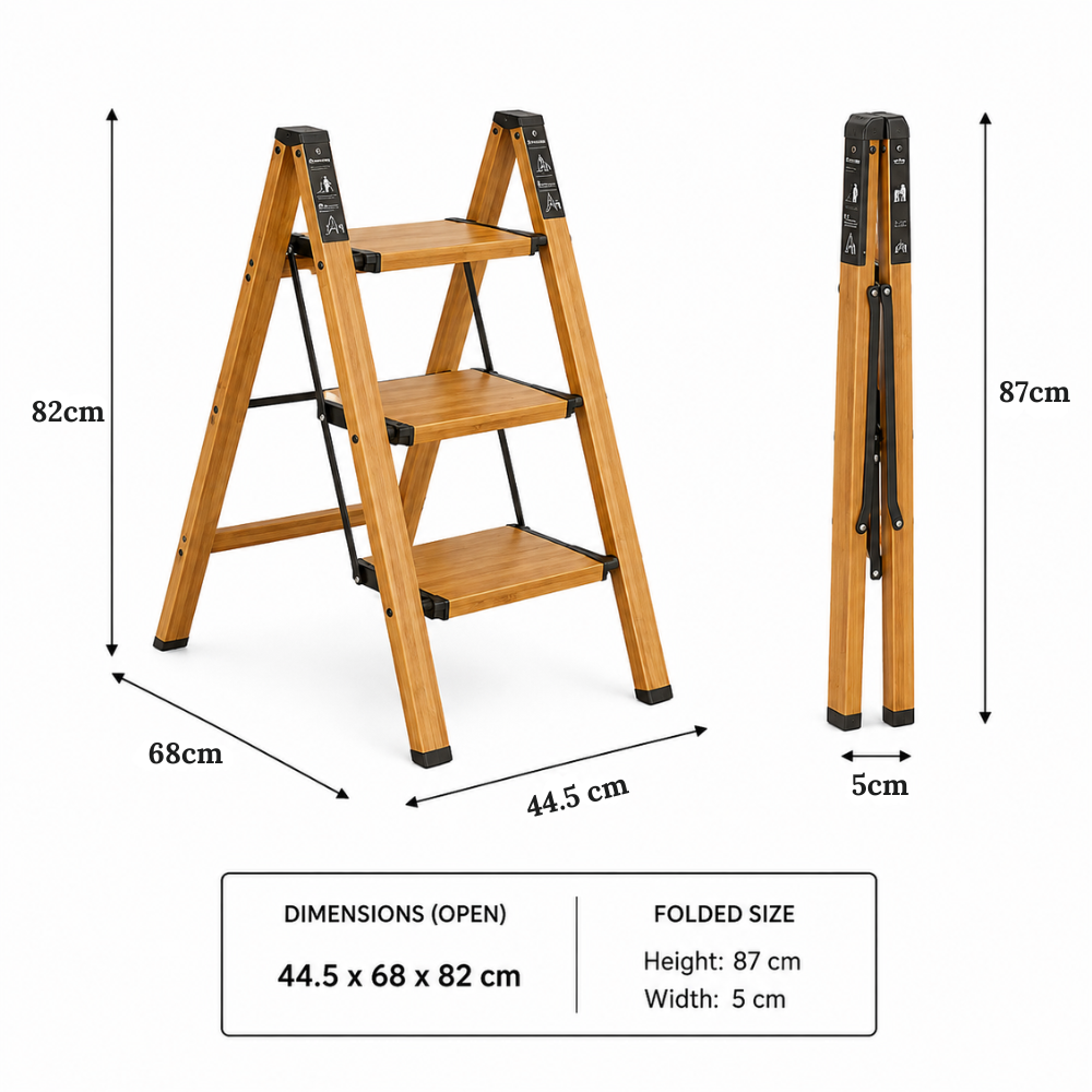 Foldable Multi-Step Ladder with Anti-Slip Wide Steps