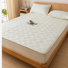 Feather Touch Quilted Bed Sheets With 2-Pillow Covers (Off-White)