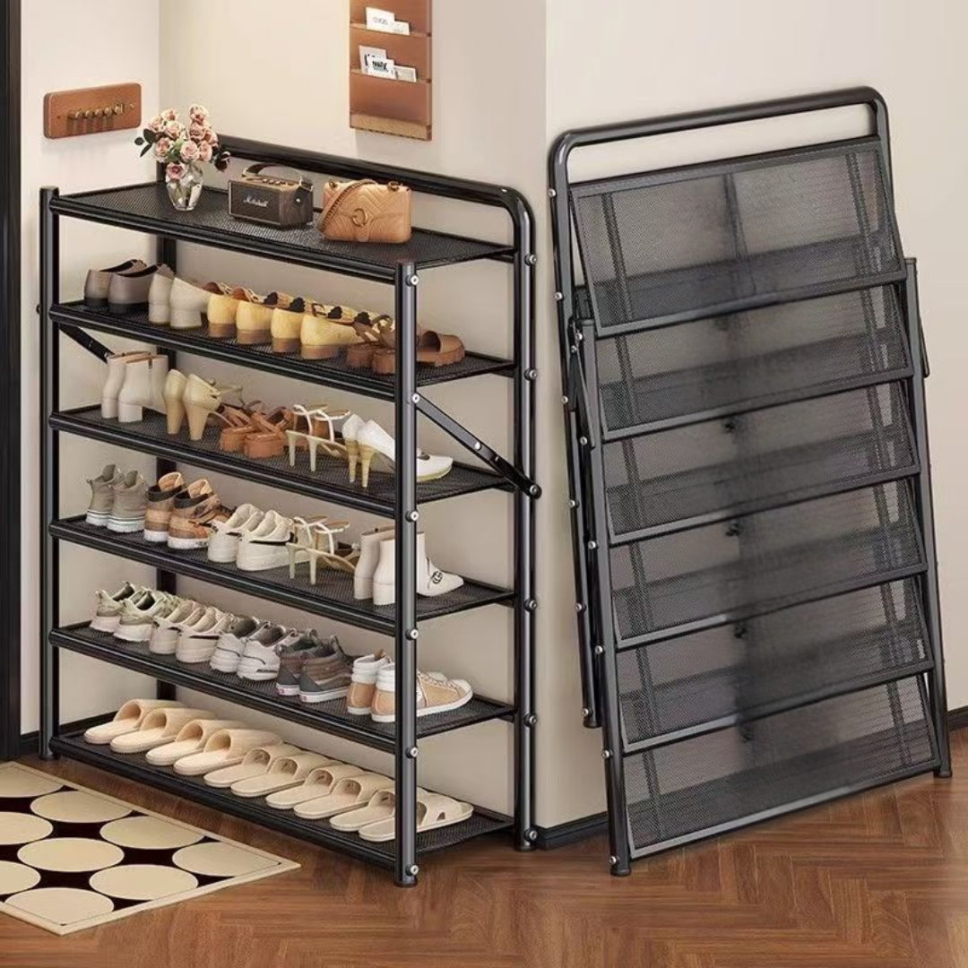 Foldable Multi-Layer Metal Shoe Rack