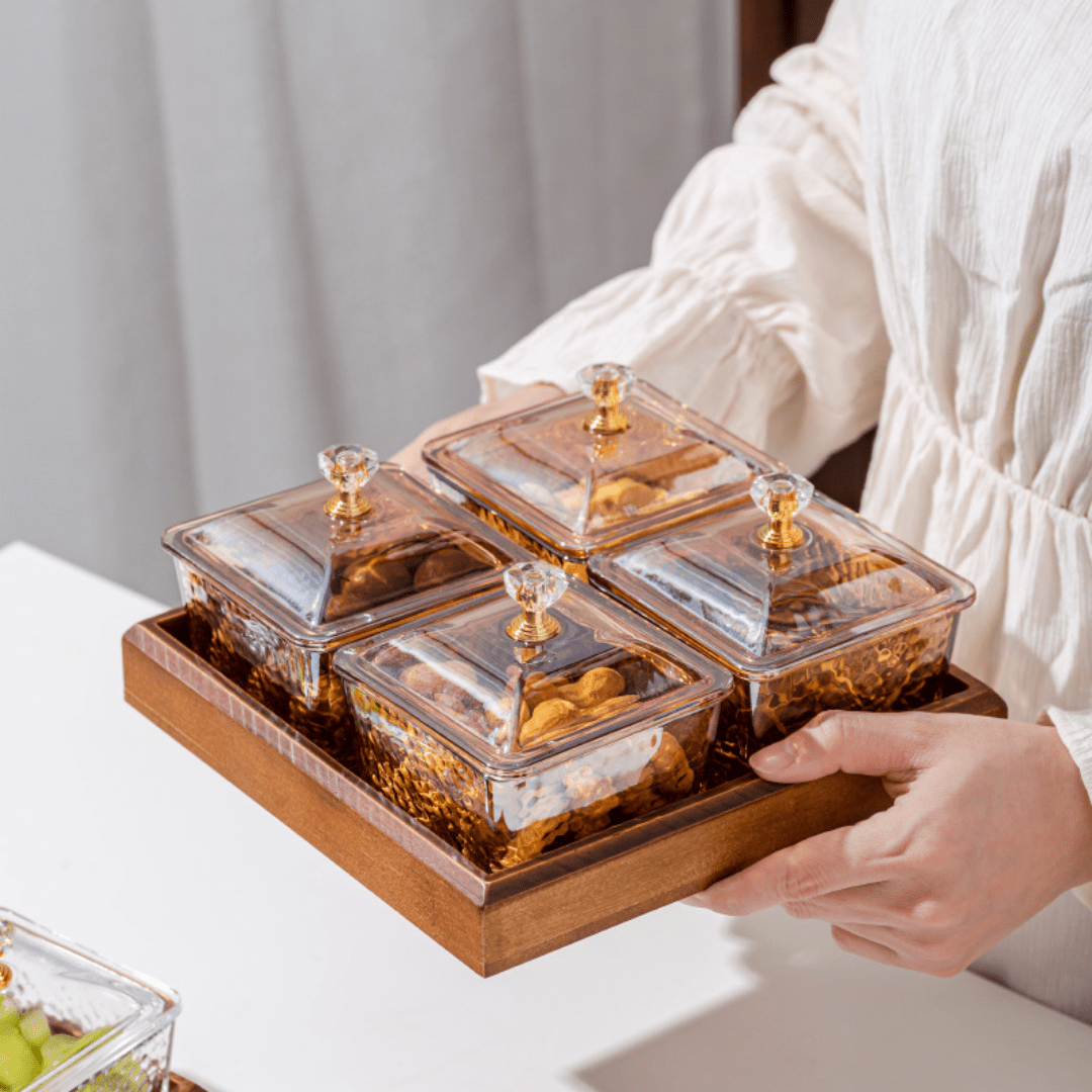 Crystal Clear Snack Plate Organizer (4-BOXES TRAY)