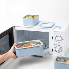 304 Stainless Steel Double Layer Lunch Box with Glass Lid and Bag