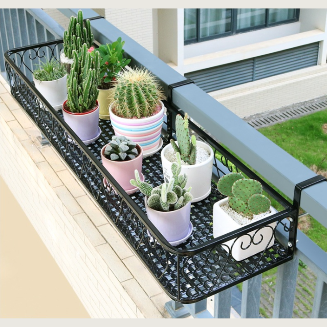 European Style Iron Balcony Hanging Flower Pot Rack