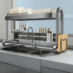 Clean Edge Stainless Steel Multi-Function Dish Rack Organizer