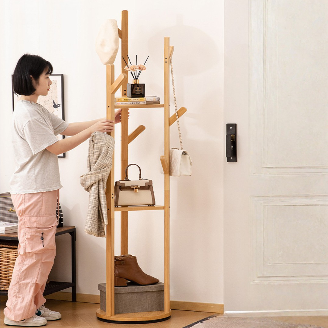 360°  Rotating Floor Standing Coat Rack With Hooks