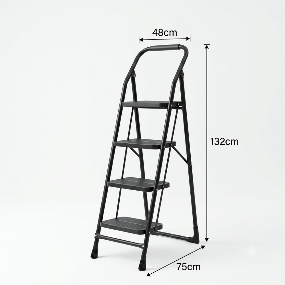Folding Steel Step Stool with Anti-Slip Pedals