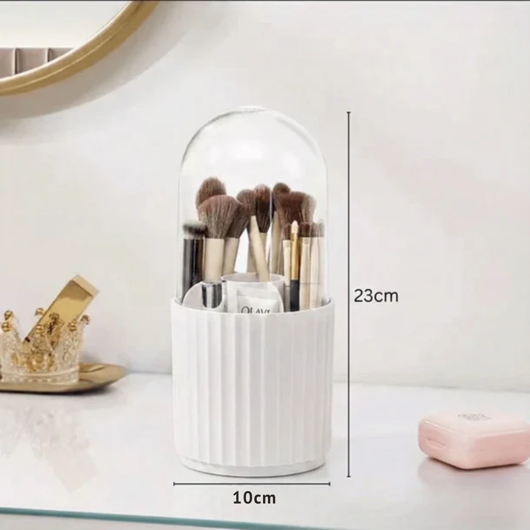 360° Rotating Makeup Brush Holder with Lid