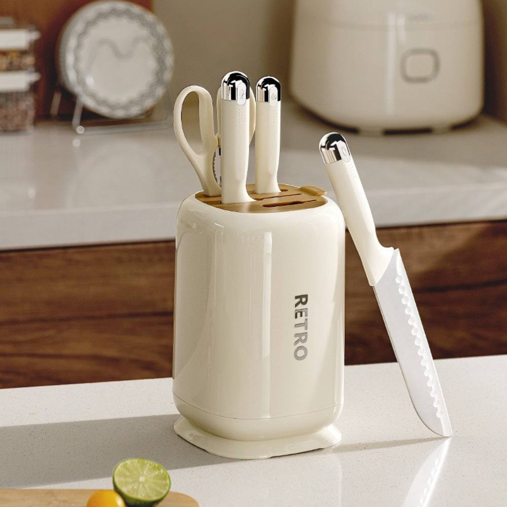 Ergonomic Stainless Steel Kitchen Knife Set with Holder