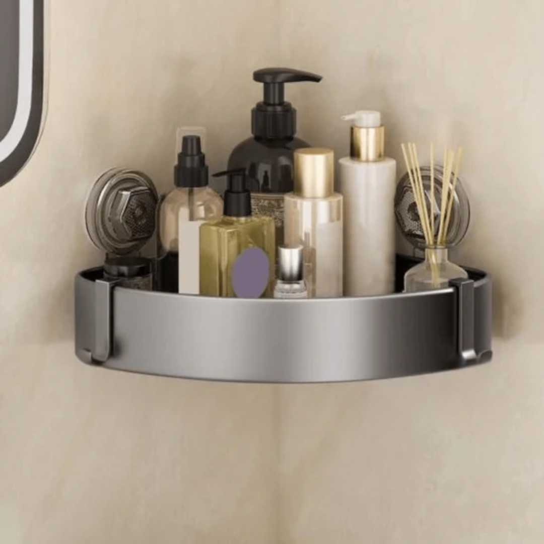 Bathroom Wall Mounted Corner Storage Rack Organizer With Hooks
