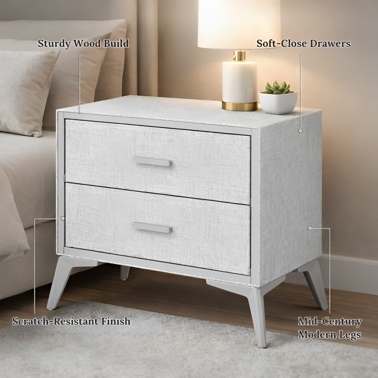 Bedside Cabinet with 2-Oxford Storage Drawers