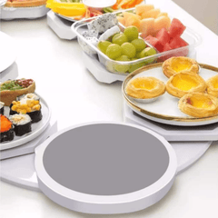 360° Rotating Dining Table Serving Tray with Sliding Rail