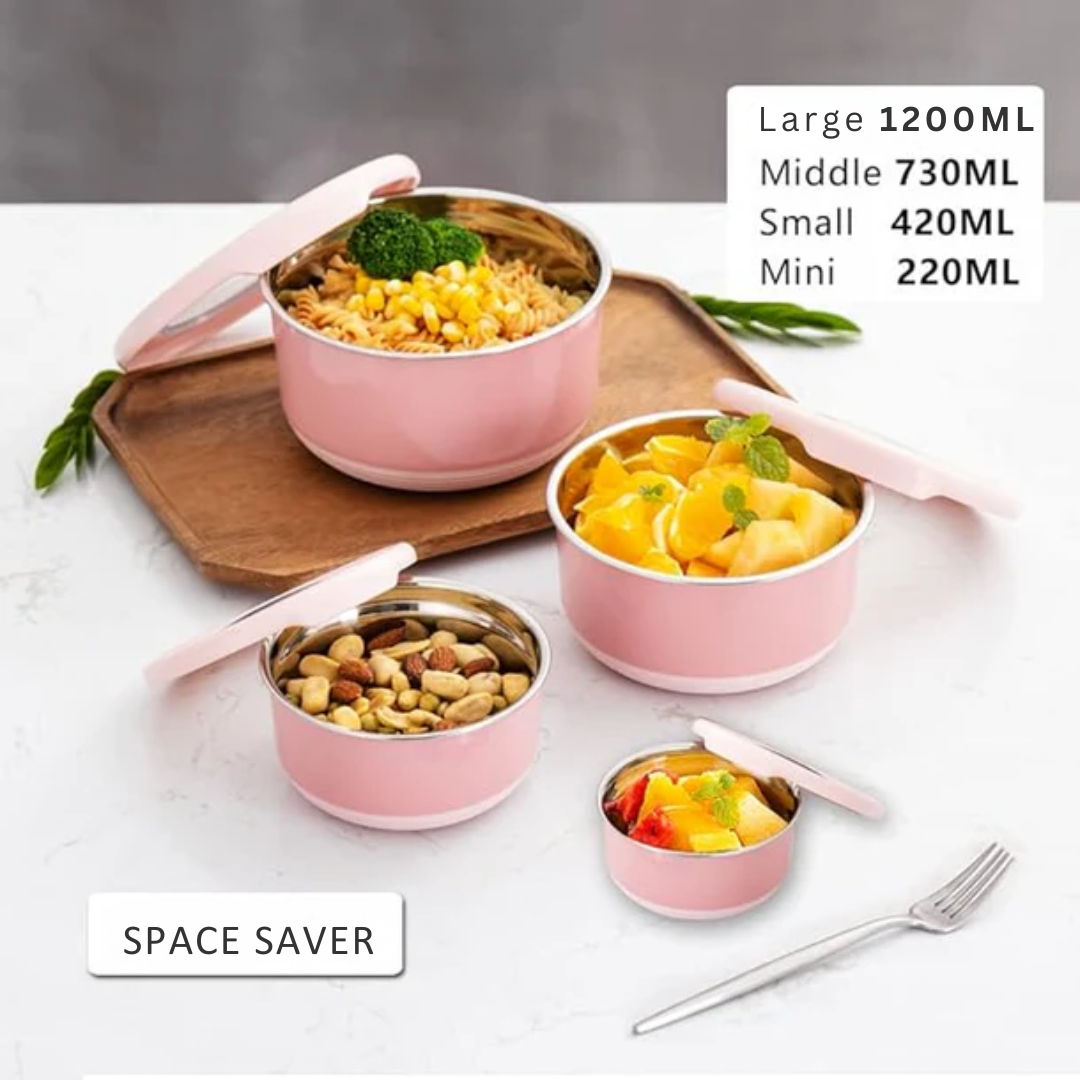 4 Stainless Steel Leakproof Stackable Food Storage Containers