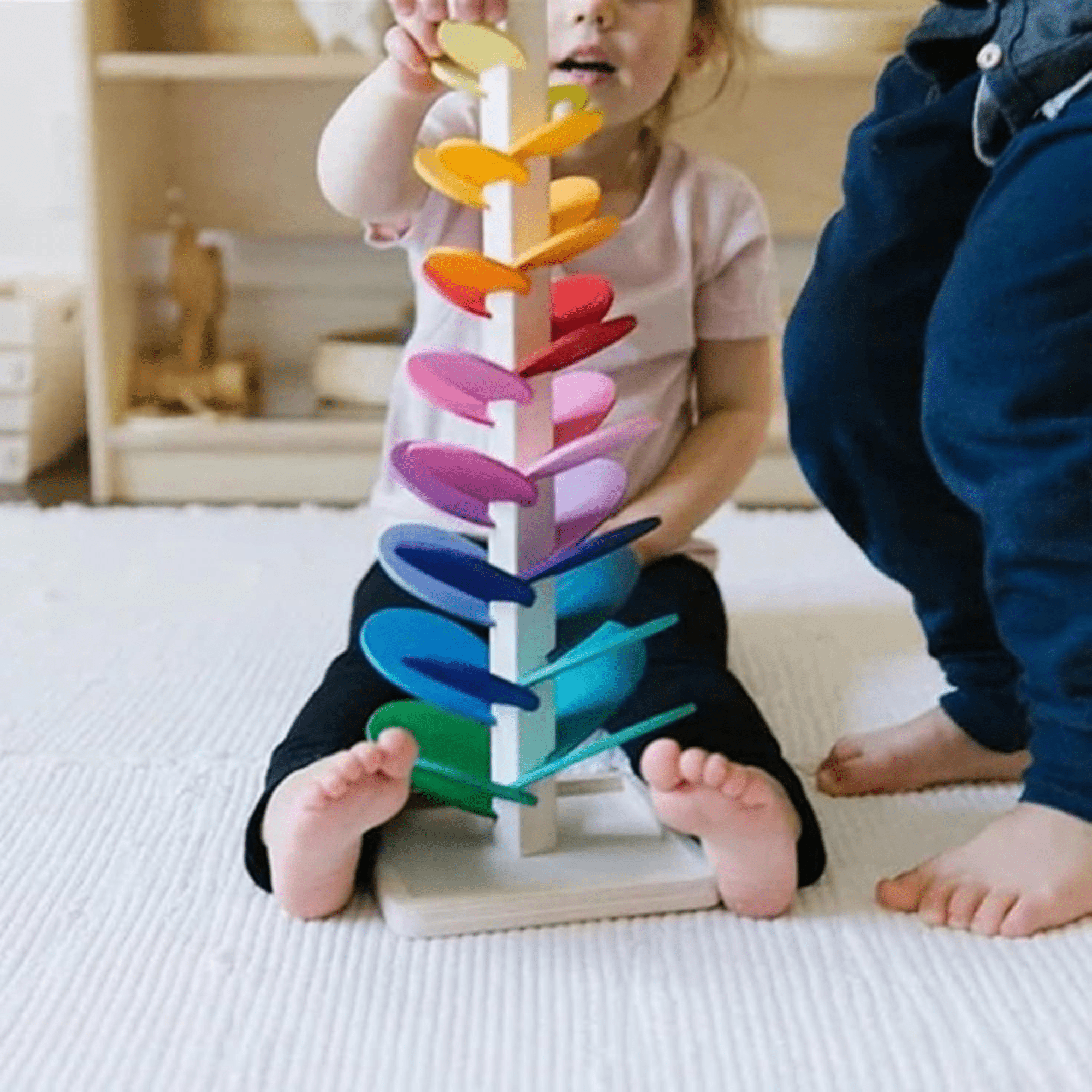 Colorful Wooden Musical Tree Tower Toy for Kids with Marble Run Track