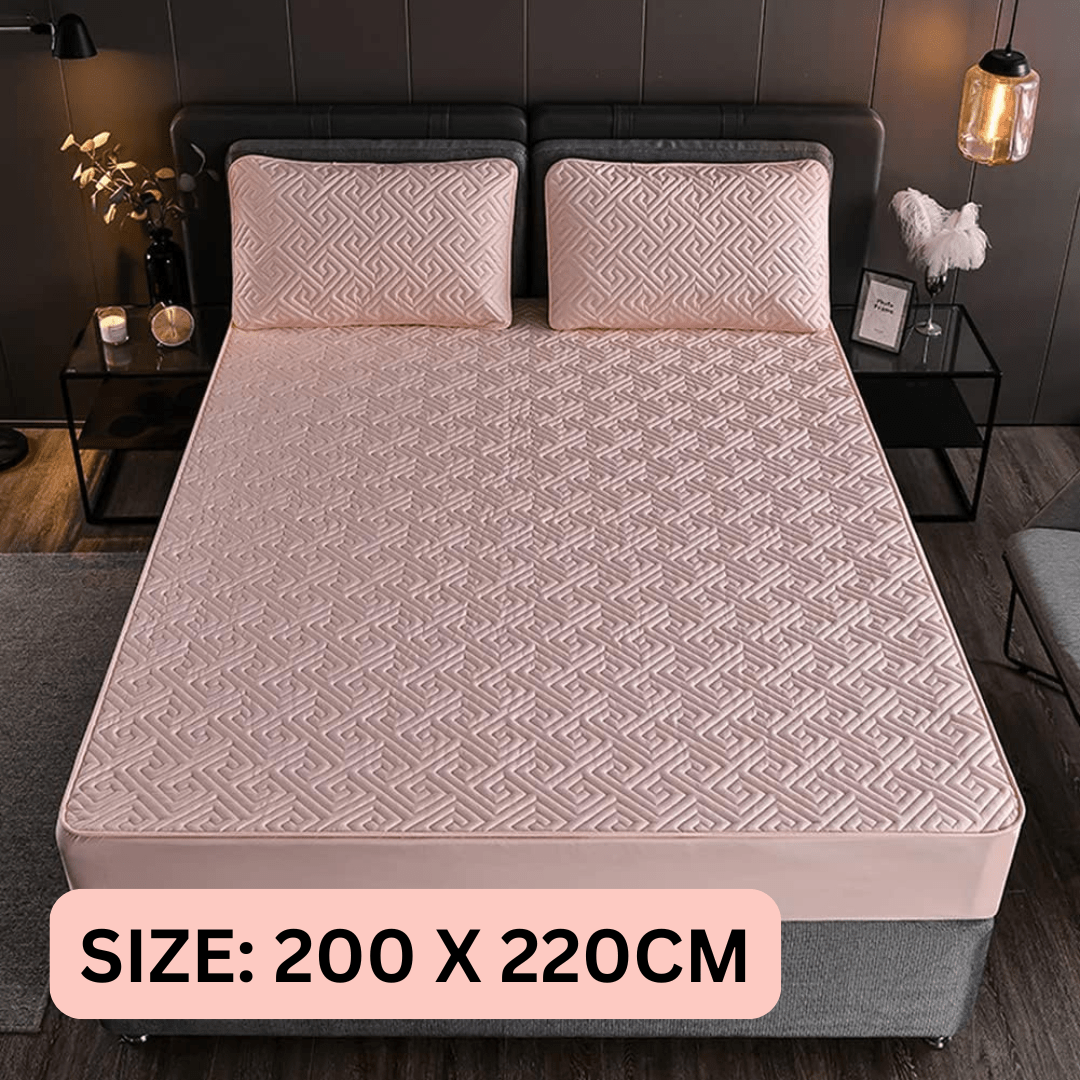 Feather Touch Quilted Bed Sheets With 2-Pillow Covers (Pink)