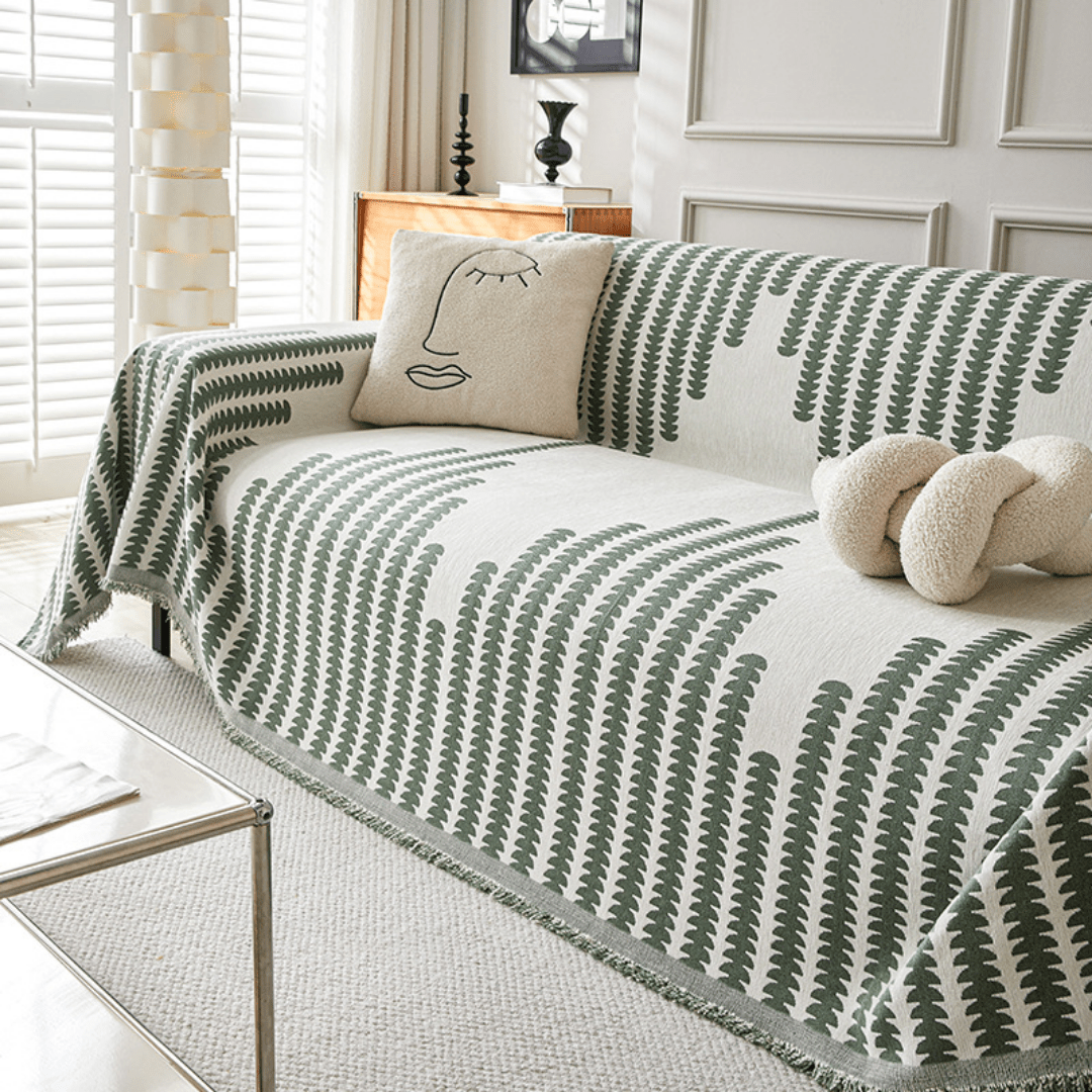 Fern Leaf Print Elegance Elegance Chenille Sofa Cover : EM-SC-30