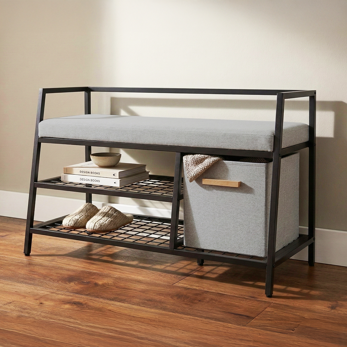 3-in-1 Entryway Shoe Storage Bench with Cushion Seat