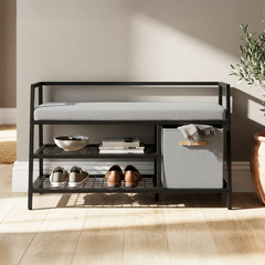 3-in-1 Entryway Shoe Storage Bench with Cushion Seat