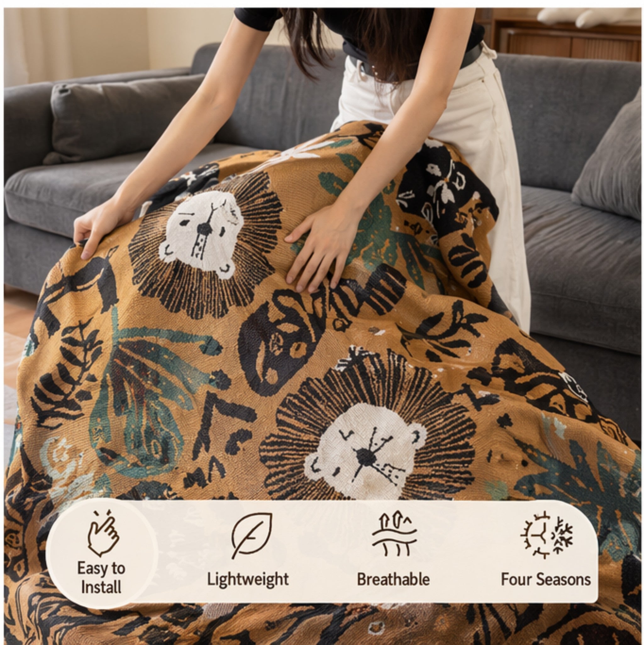 Anti-Slip Multicolor Printed Sofa Cover