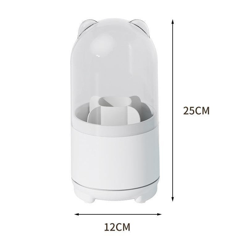360° Dust-Proof Rotating Makeup Brush Organizer