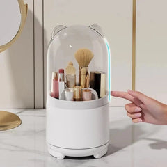 360° Dust-Proof Rotating Makeup Brush Organizer