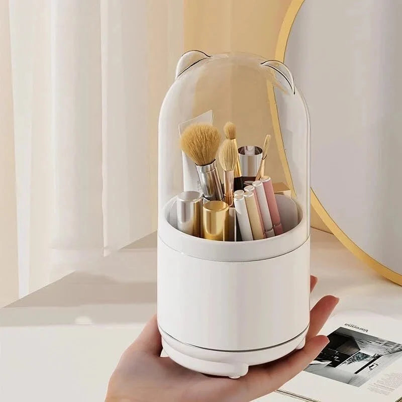 360° Dust-Proof Rotating Makeup Brush Organizer