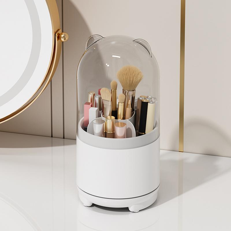 360° Dust-Proof Rotating Makeup Brush Organizer