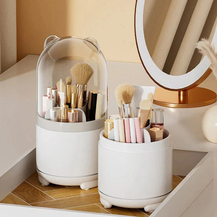 360° Dust-Proof Rotating Makeup Brush Organizer