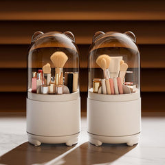 360° Dust-Proof Rotating Makeup Brush Organizer