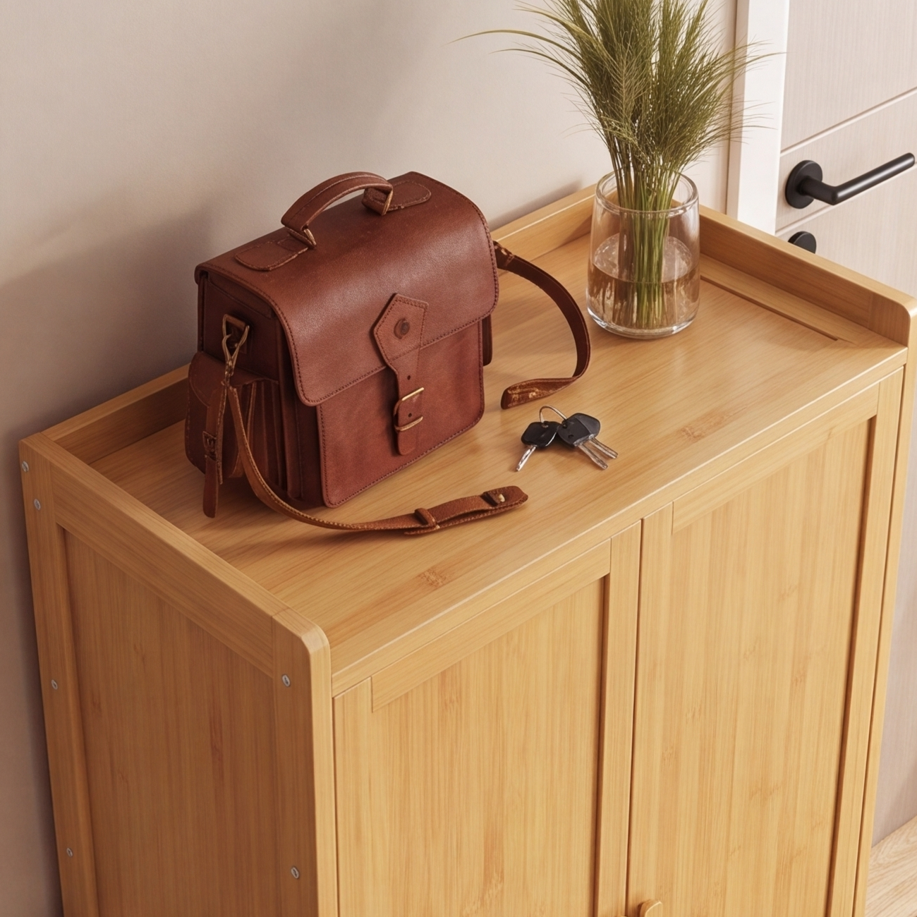 Entryway Wooden Shoe Cabinet with Doors