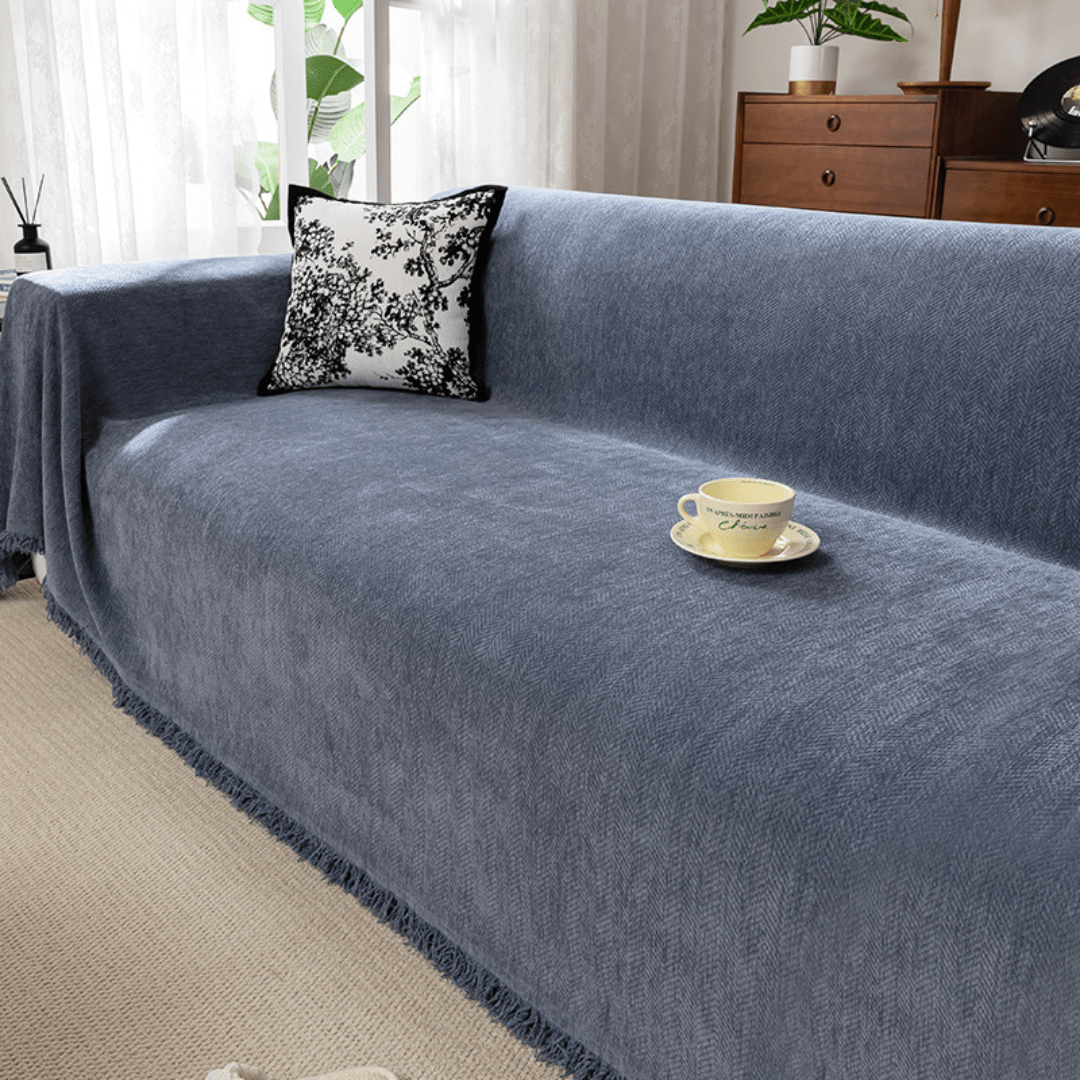 Elegance Chenille Sofa Cover : EM-SC-13 (Blue)