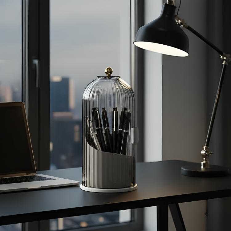 Dustproof Makeup Brush Holder with Visible Compartment