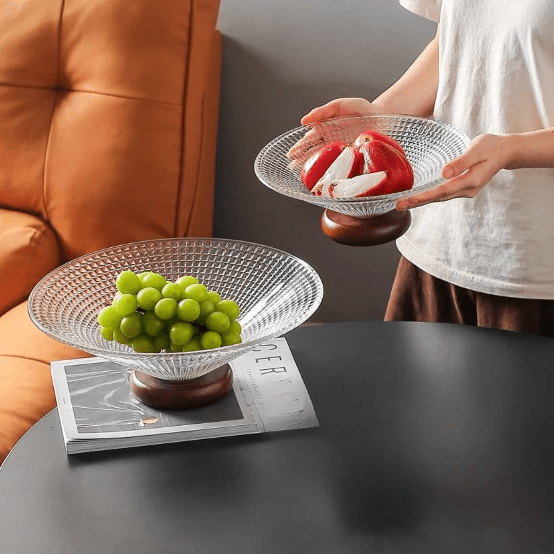 Elegant Large Crystal Glass Bowl for Snacks and Fruit Display (25cm)
