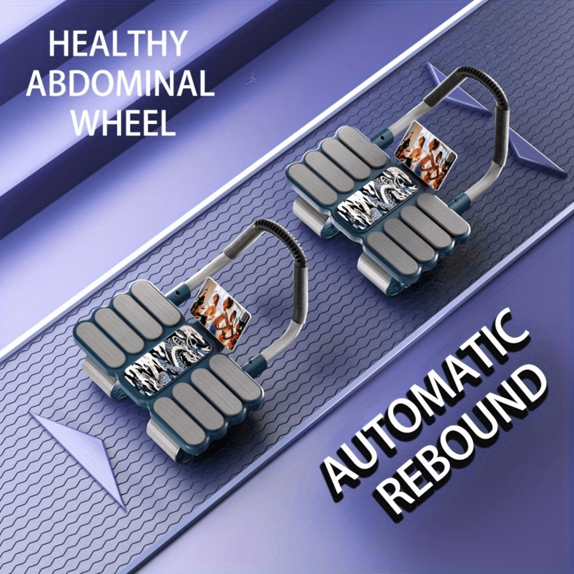 Four-Wheel Automatic Rebound Ab Roller with Elbow Support for Core Strength Training