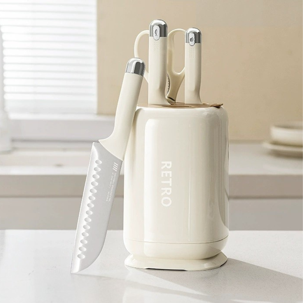Ergonomic Stainless Steel Kitchen Knife Set with Holder