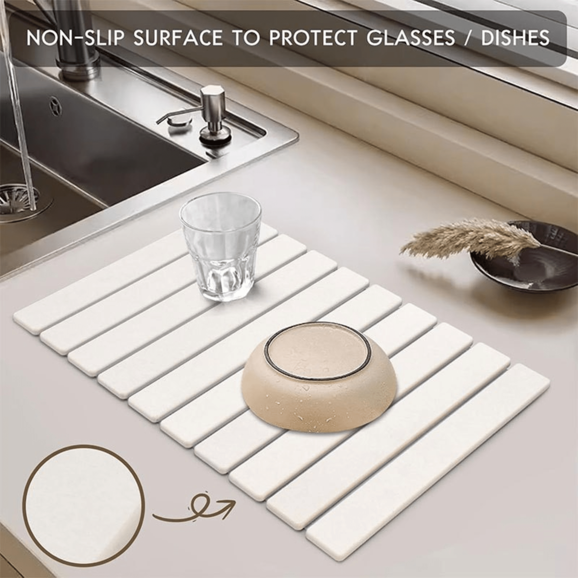 Foldable Super Absorbent Stone Non-Slip Multi-Purpose Drying Mat (52x39cm)