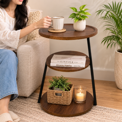 3-Tier Minimalist Round Wood Side Table