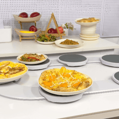 360° Rotating Dining Table Serving Tray with Sliding Rail