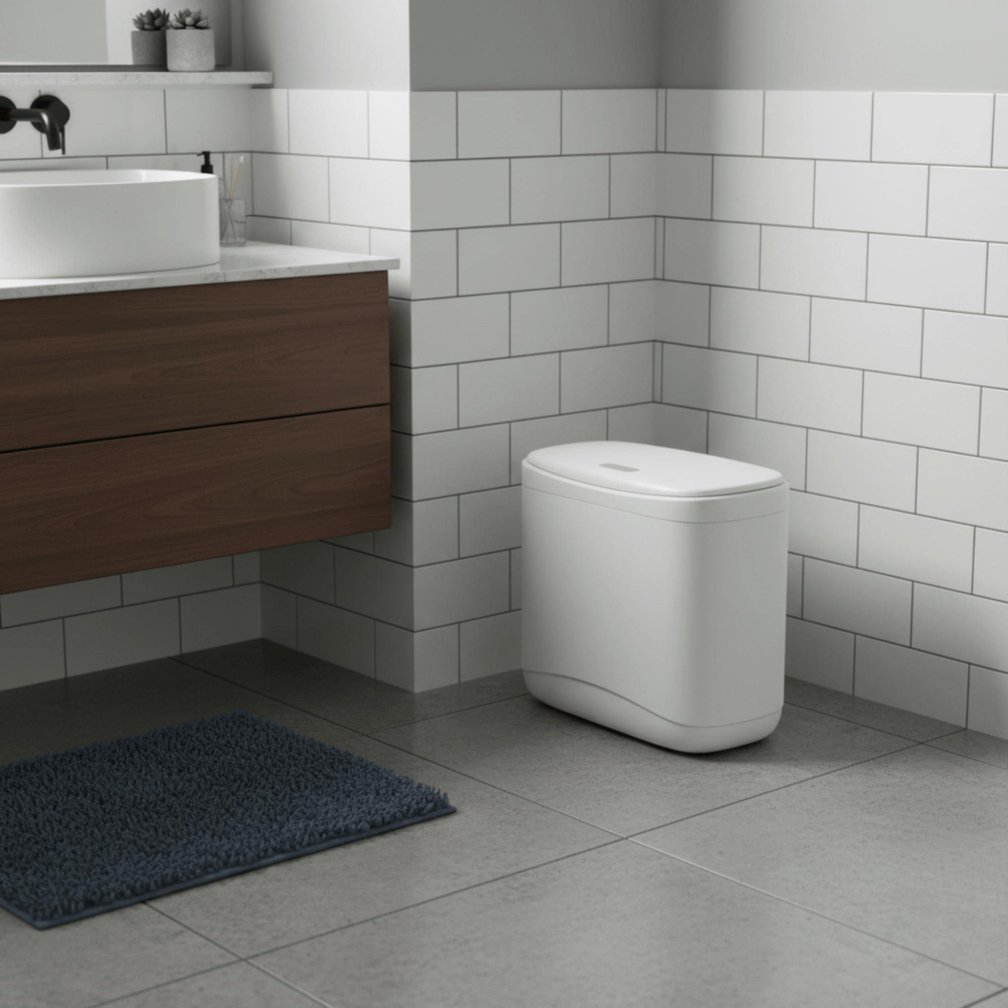 Compact Dual-Purpose Press-Lid Trash Bin(12L)