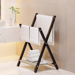 Foldable Floor Standing Clothes Rack With Shelf