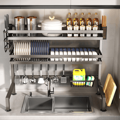 Double Layer Multi-Functional Iron Dish Drying Rack