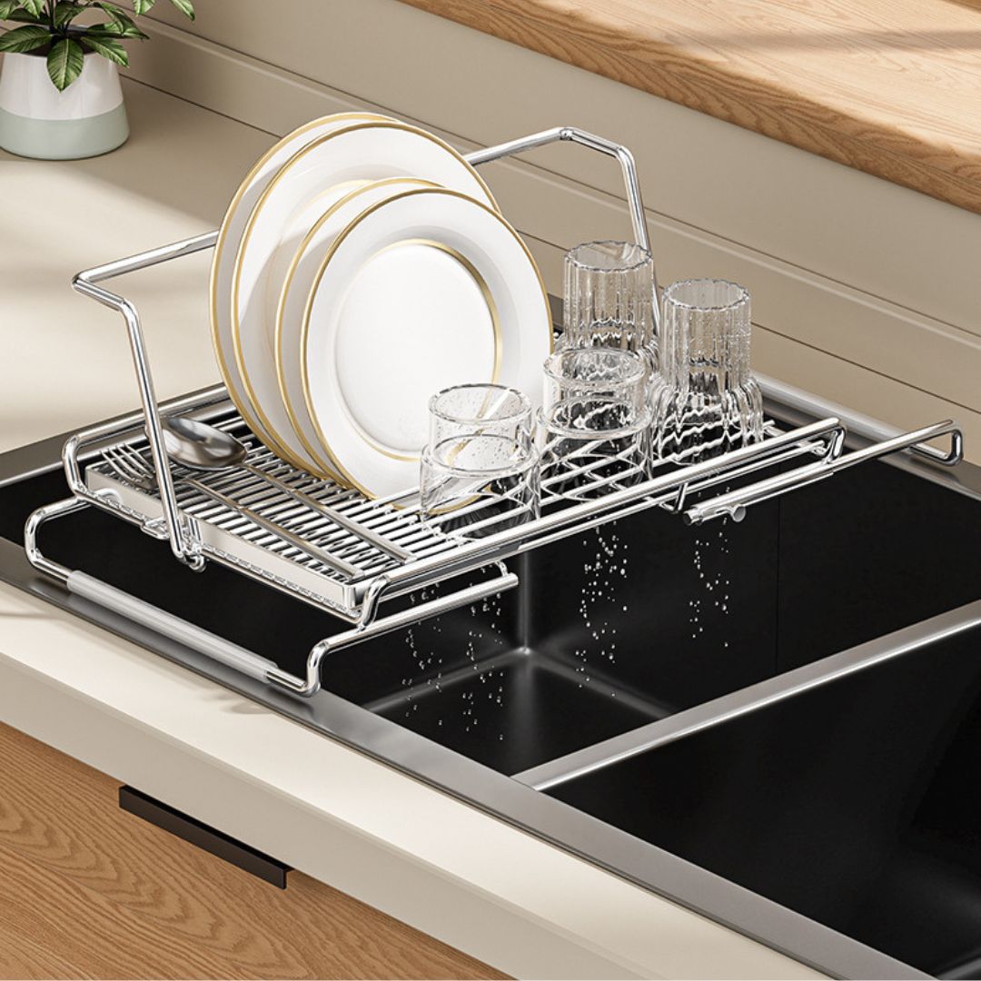 Adjustable Sink Drain Basket Drying Rack