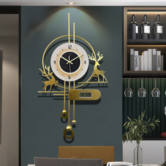 Elegant Reindeer Gold Metal Wall Clock