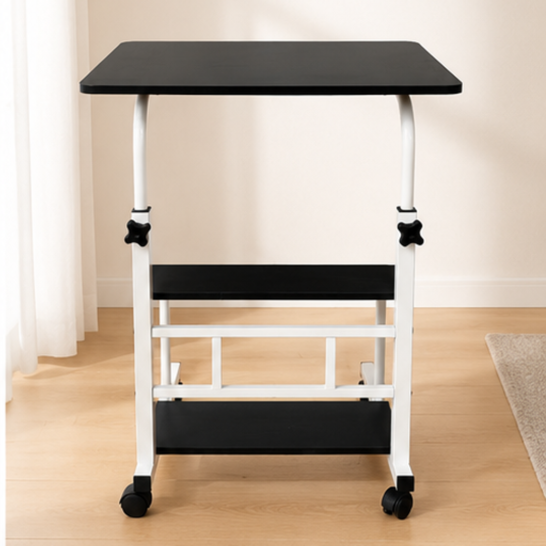 Adjustable Bedside Workstation with Storage Shelves