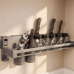 Aluminum Alloy Suction Cup Double Rack with Knife Holder