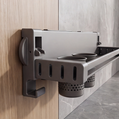 Aluminum Alloy Suction Cup Double Rack with Knife Holder