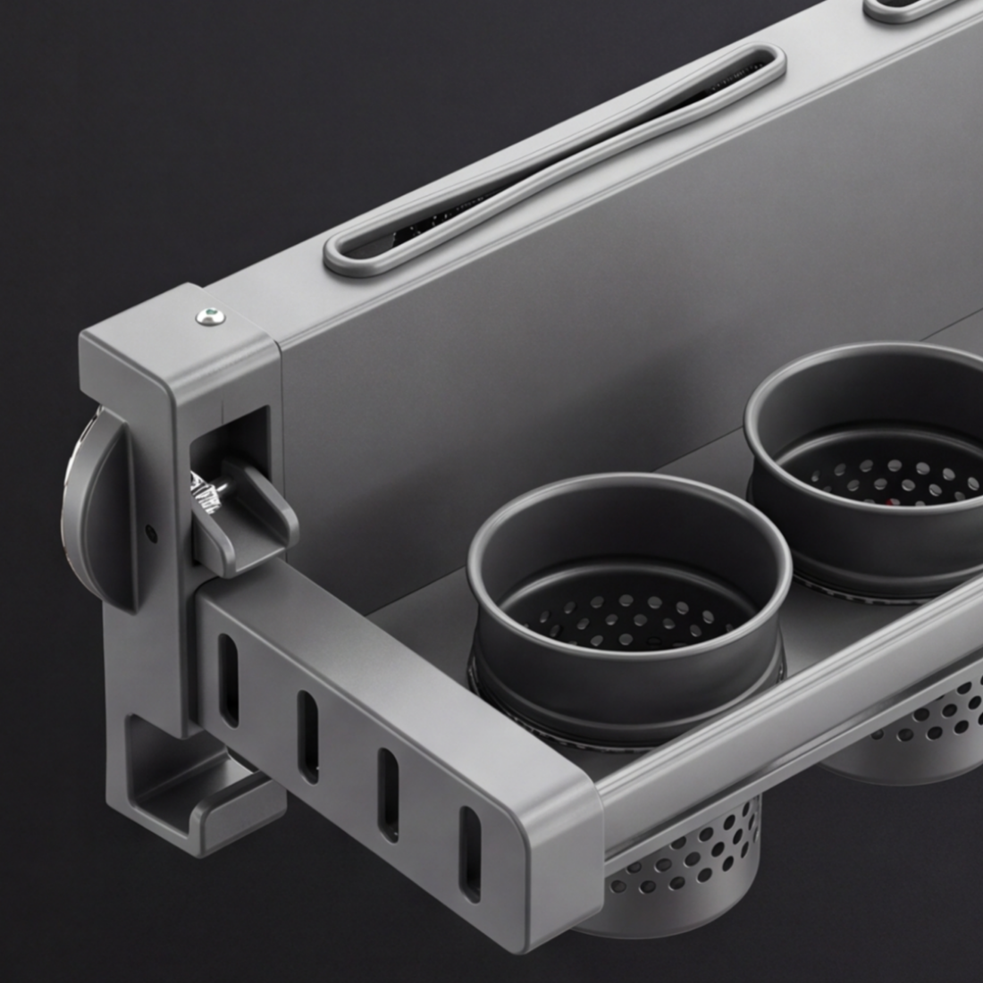 Aluminum Alloy Suction Cup Double Rack with Knife Holder